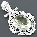 Sterling Silver Green Amethyst Pendant (India)