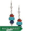 Sterling Silver Turquoise, Carnelian, and Lapis Earrings