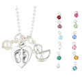 Charming Life Baby Duck/ Silver Heart Birthstone Charm Necklace