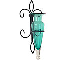 Aqua Amphora Vase on Fleur de Lis Sconce