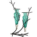 Double Aqua Amphorae Vases on Twig Stand