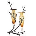 Double Amber Amphorae Vases on Twig Stand