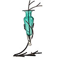 Aqua Glass Vase on Twig Metal Stand