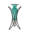 Aqua Amphora Vase with Half Moon Metal Stand