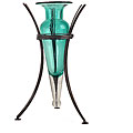 Aqua Amphora Vase on Wire Stand