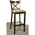 Walnut X-back Wheat Microfiber Seat Barstool