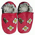 Paws Red Flower Patch Leather Infant Shoes