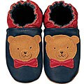 Happy Kids Navy Teddy Bear Leather Infant Shoes