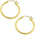 14k Yellow Gold Diamond-cut Hoop Earrings
