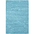 Hand-woven Shaggy Aqua Blue Wool Rug (5' x 8')