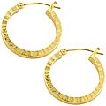 14k Yellow Gold Hammered Tube Hoop Earrings