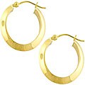 14k Yellow Gold Beveled Oval Hoop Earrings