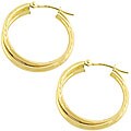 14k Yellow Gold Twisted Double-hoop Earrings