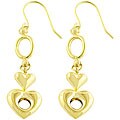 14k Yellow Gold Hearts and O Dangle Earrings