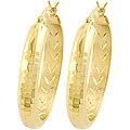 14k Yellow Gold Back-to-back Designed Hoop Earrings