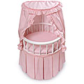 Badger Basket Round Doll Crib with Pink Bedding