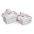 White Nursery Basket Set with Plush Animal