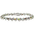 Sterling Silver Multi-gemstone Diamond Bracelet