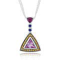 Sterling Silver Multi-color Lab-created Sapphire Necklace