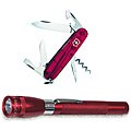 Swiss Army Spartan Ruby Pocket Knife and Bonus MagLite