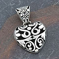 Silver 'Motif' Heart Pendant (Indonesia)