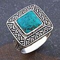 Sterling Silver 'Cawi Motif' Turquoise Ring (Indonesia)