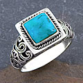 Sterling Silver 'Motif' Turquoise Ring (Indonesia)
