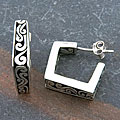 Sterling Silver 'Cawi Motif' Hoop Earrings (Indonesia)