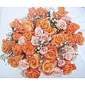 Bouquet of 24 Fresh-cut Orange and Pink Roses
