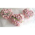 Pink Sweet Heart Roses Love Hearts Bouquets (Set of 3)