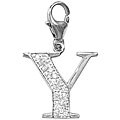 14k White Gold 1/10ct TDW Diamond Letter 'Y' Charm