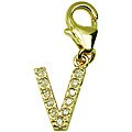 14k Gold 1/10ct TDW Diamond Letter 'V' Charm