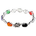 Sterling Silver Jade and Onyx Charm Bracelet
