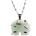 Sterling Silver Jade Elephant Necklace