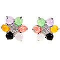 Sterling Silver Jade and Onyx Floral Earrings
