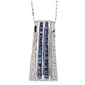 18k Gold Sapphire and 1/10ct TDW Diamond Necklace