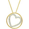14k Gold 1/5 ct Diamond Heart in Circle Pendant