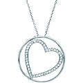 14k White Gold 1/5ct TDW Diamond Heart in Circle Pendant