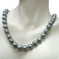 Sterling Silver Grey Freshwater Pearl Necklace (9-10 mm)