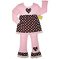 AnnLoren Girl's 2-piece Polka Dots and Pink Outfit