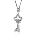 Sterling Silver Cubic Zirconia Key Necklace