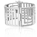 Sterling Silver Cubic Zirconia Wide Maze Bangle
