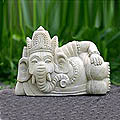 Sandstone 'Relaxing Ganesha' Statuette (Indonesia)