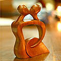 'Abstract Kissing I' Wood Statuette (Indonesia)