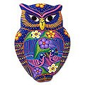 Ceramic 'Floral Owl' Wall Adornment (Mexico)