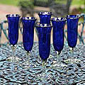 Set of 6 'Cobalt' Champagne Glasses (Mexico)