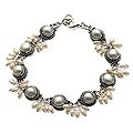 Sterling Silver 'Moons and Shooting Stars' Pearl Bracelet (Indonesia)