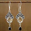 Quartz and Onyx 'Queen of Jaipur' Earrings (India)