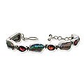 Sterling Silver 'Bold Fire' Pearl and Garnet Bracelet (Indonesia)