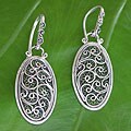 Sterling Silver 'Silver Ferns' Earrings (Indonesia)